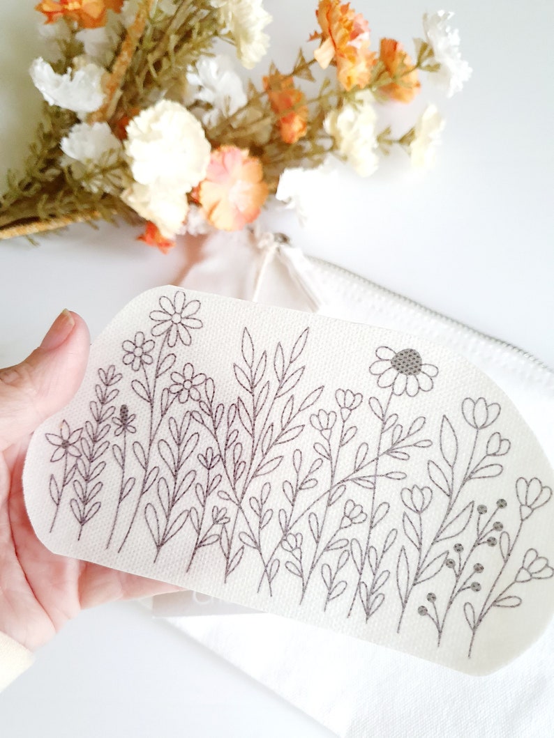 EMBROIDER YOUR OWN Accessory Bag Floral Embroidery Kit | Diy Kit | Sewing Kit | Cosmetic Bag | Crafty Gift | Mother’s Day | Gift For Her |