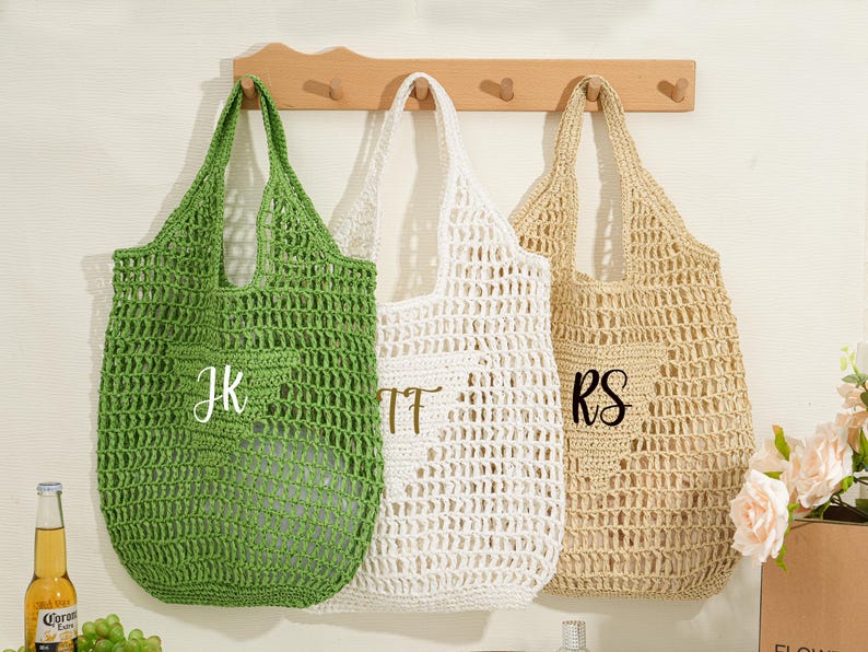 Personalized Beach Tote Bag, Custom initials handle bag,Beach straw bag, Girls travel tote bag,Raffia beach bag, Bachelorette party gift bag